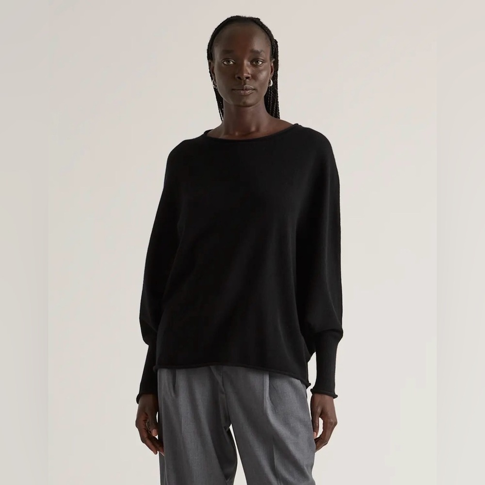 Quince Mongolian Cashmere Batwing Sweater Black One Size
